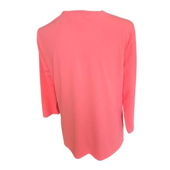 Jean Pierre Klifa Womens V Neck Pullover Solid Pink Top Size Large - Picture 3 of 10